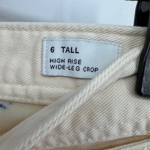 GAP High Rise Wide Leg Crop Pants Ivory Frost Cotton Blend Size 6 Tall - Picture 6 of 9